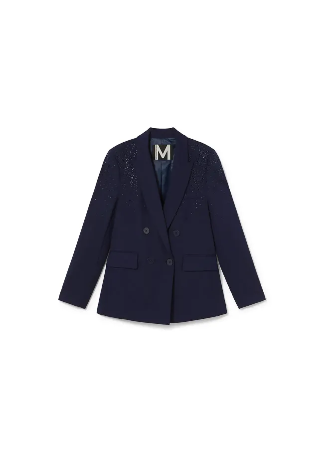 Knitted blazer with rhinestone detail on shoulders