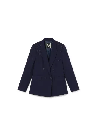 Knitted blazer with rhinestone detail on shoulders