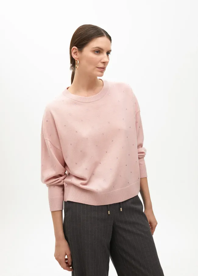Sweater with rhinestones