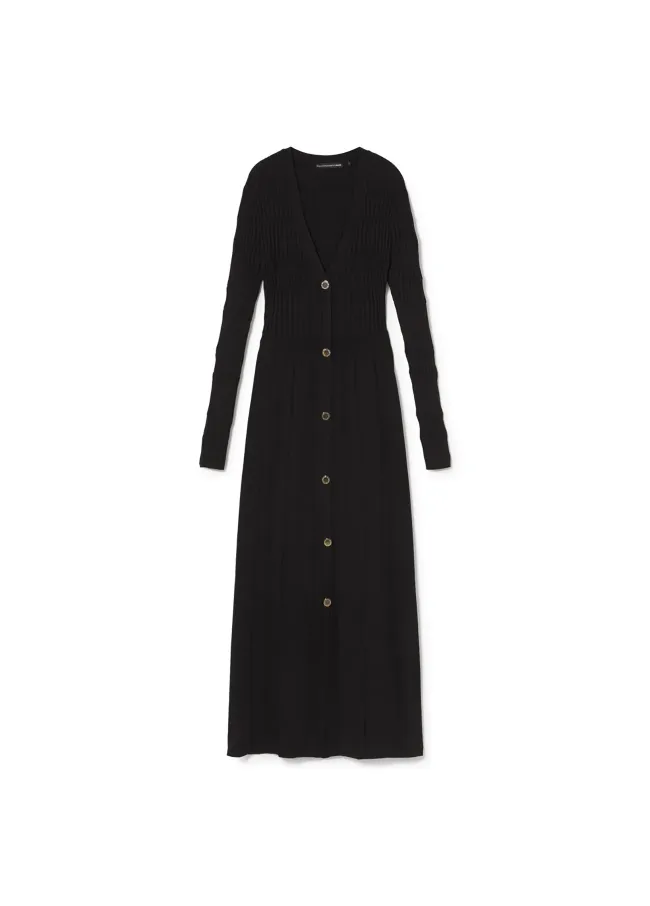 Vestido de punto con botones falda evasé