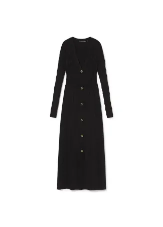 Vestido de punto con botones falda evasé