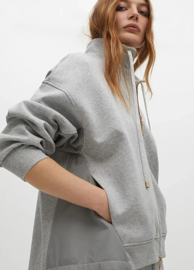Sweatshirt with zip opening and side detail