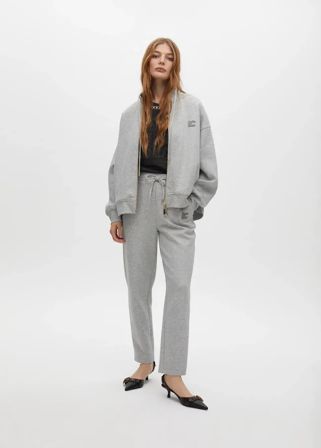 Sweatshirt with zip opening and side detail