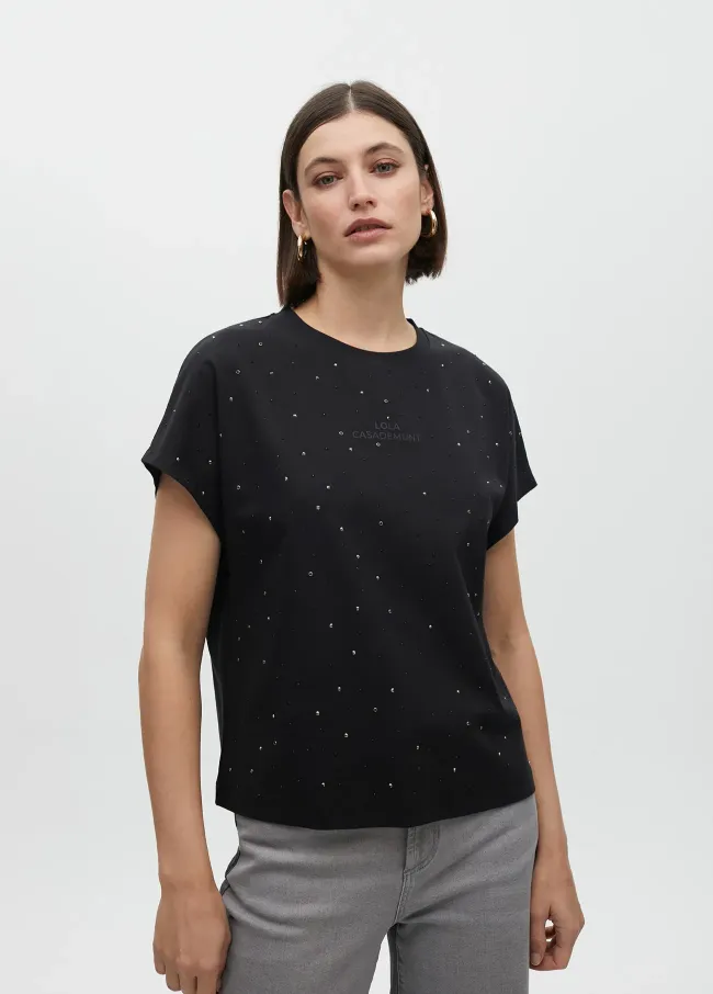 T-shirt with rhinestone detail