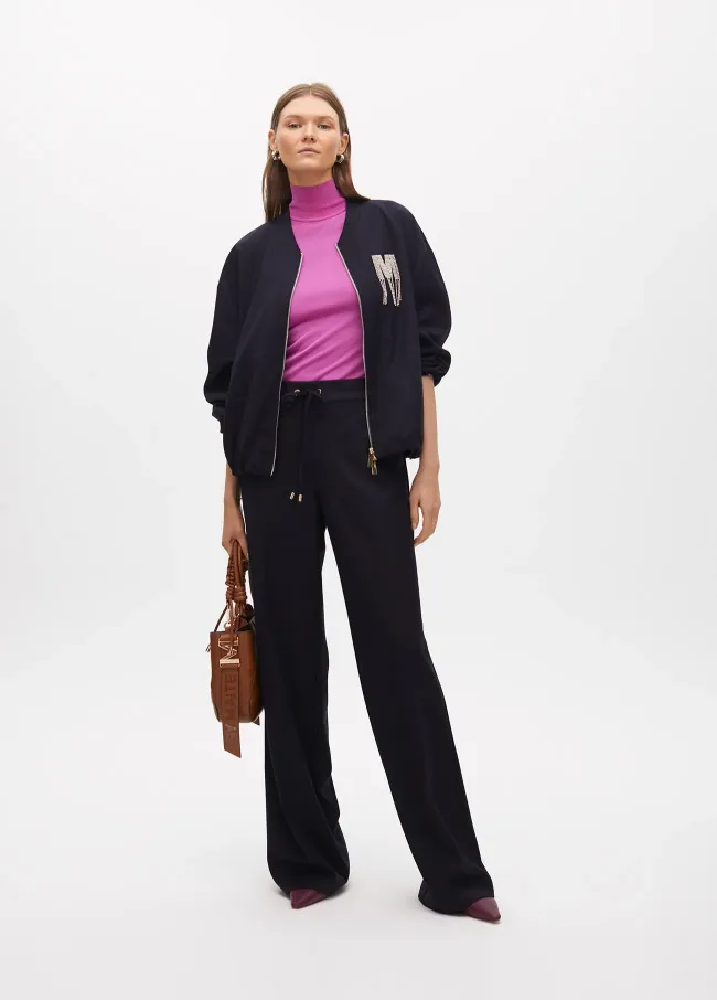 Pinstripe bomber jacket with jewel detail