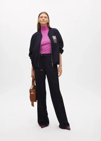 Pinstripe bomber jacket with jewel detail