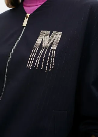 Pinstripe bomber jacket with jewel detail