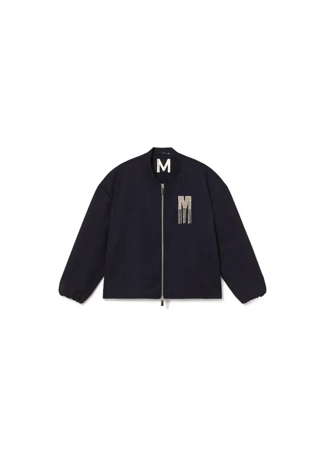 Pinstripe bomber jacket with jewel detail