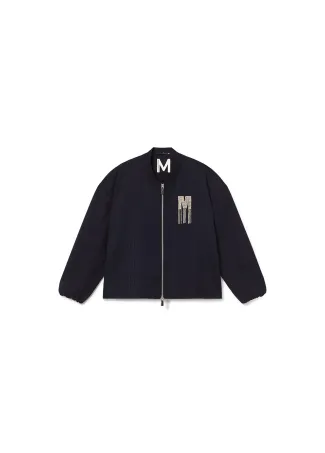 Pinstripe bomber jacket with jewel detail