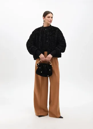 Drop sleeve sweater with eyelets