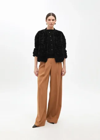 Drop sleeve sweater with eyelets