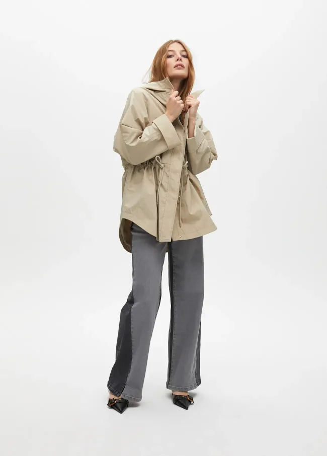 Oversized parka with adjustable waist