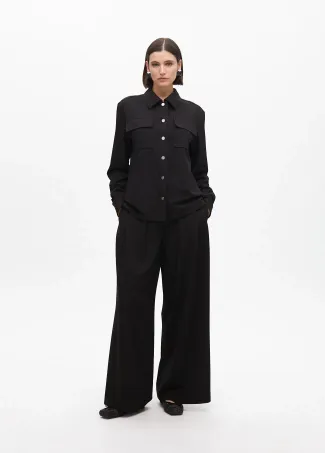 Pinstripe darted lamé trousers