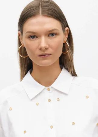 Straight poplin shirt jewel detail
