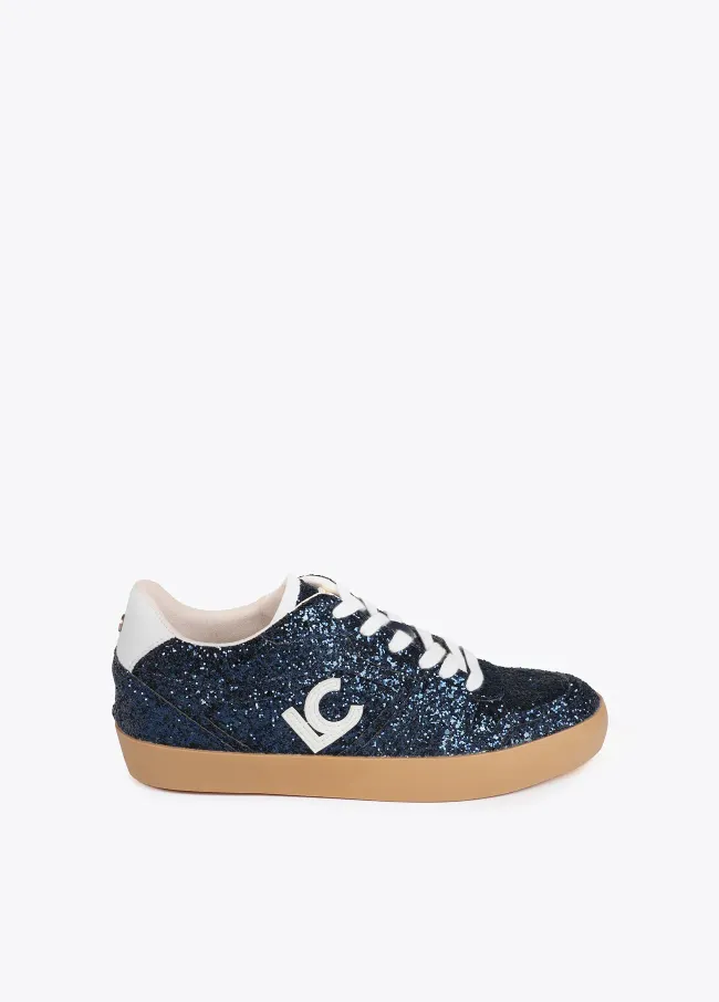 Wedge heel trainers with leather details
