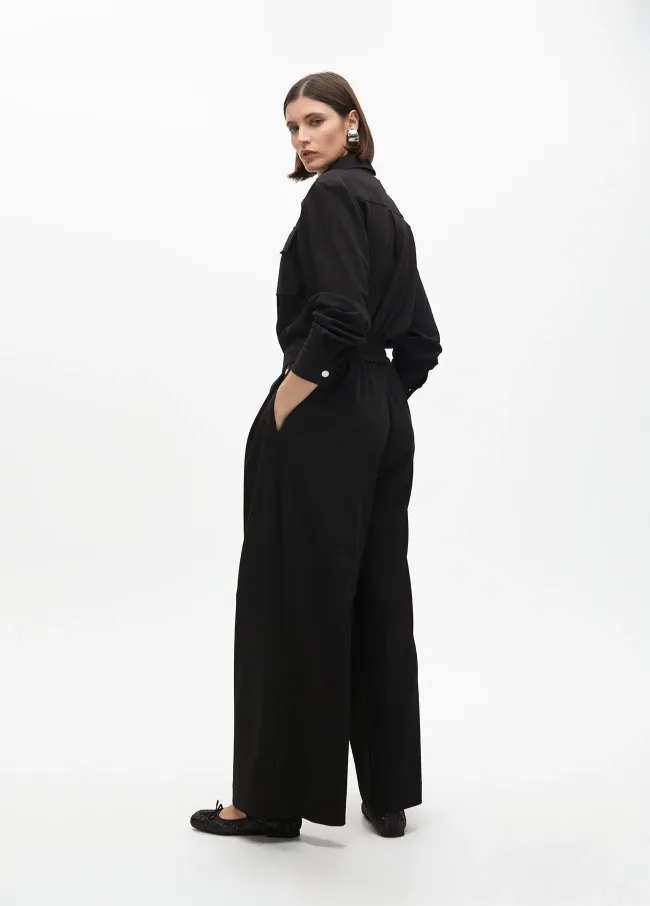 Pinstripe darted lamé trousers