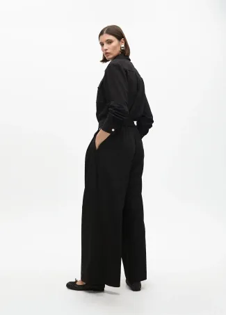 Pinstripe darted lamé trousers