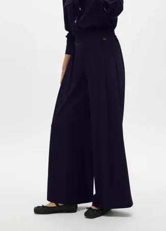 Pinstripe darted lamé trousers