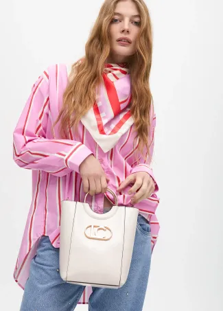 Oversize striped print poplin shirt