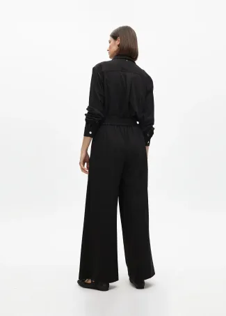 Pinstripe darted lamé trousers