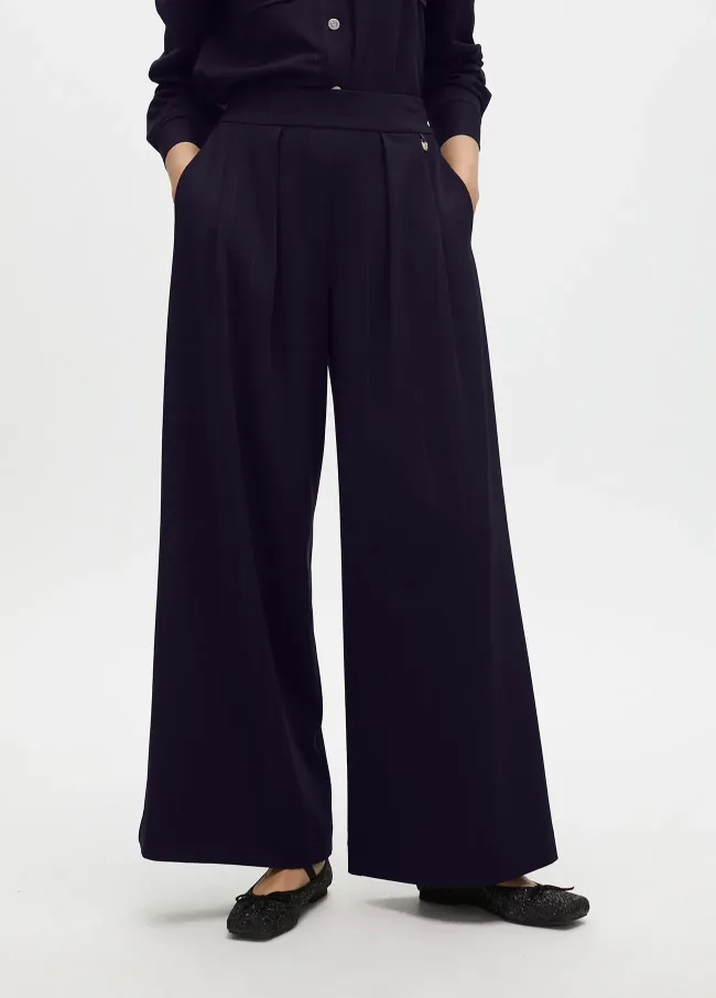 Pinstripe darted lamé trousers