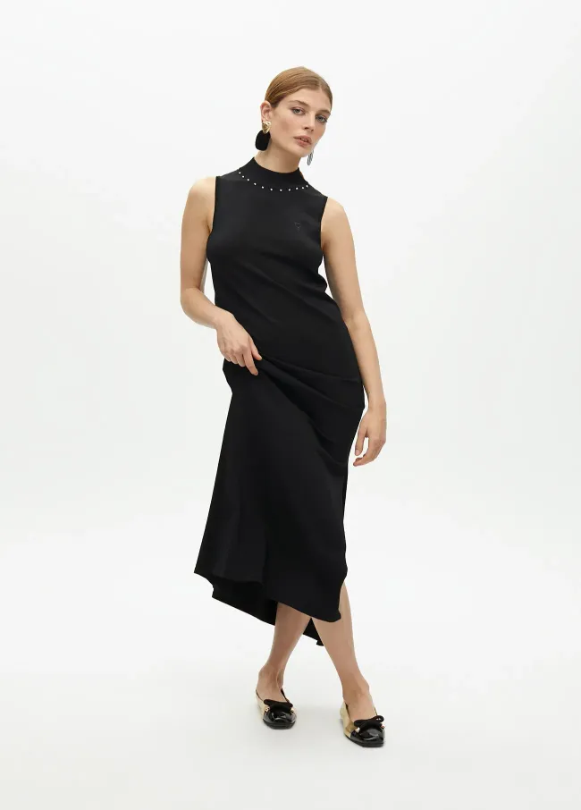 Vestido cuello halter lurex punto