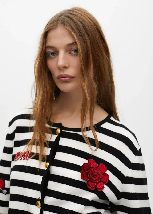 Cardigan rayas detalle parches