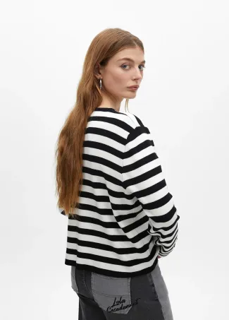 Cardigan rayas detalle parches