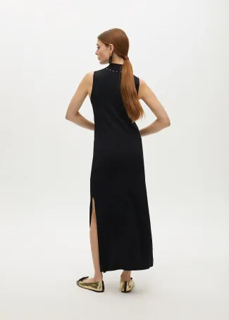 Knit lurex dress with halter neck