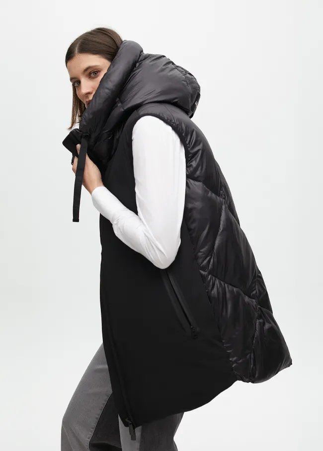 Double fabric midi feather vest