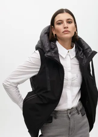 Double fabric midi feather vest