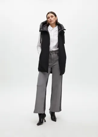 Double fabric midi feather vest