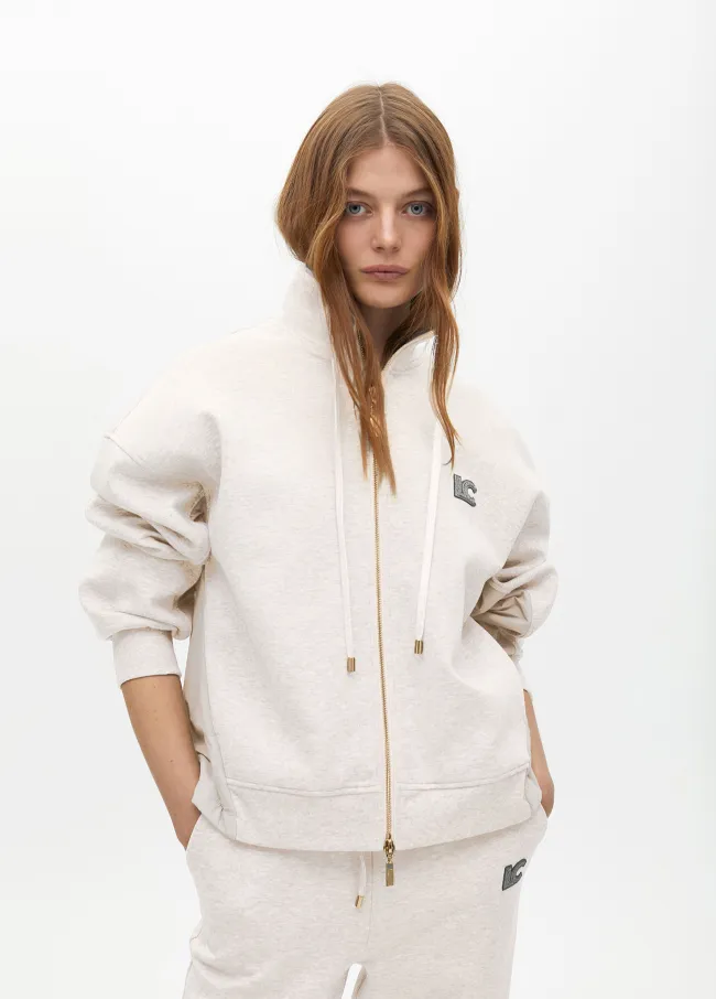 Sweatshirt with zip opening and side detail