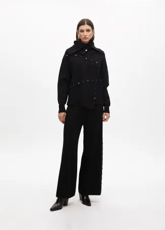 Deconstructed sweater with stud details