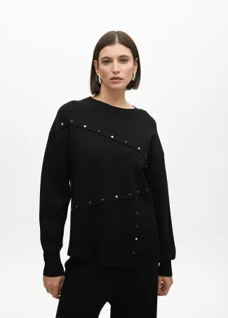 Deconstructed sweater with stud details