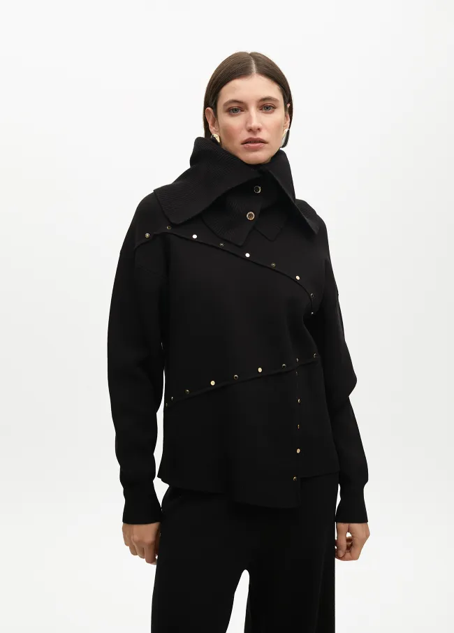 Deconstructed sweater with stud details