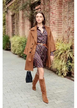 Oversize faux suede three-quarter-length jacket