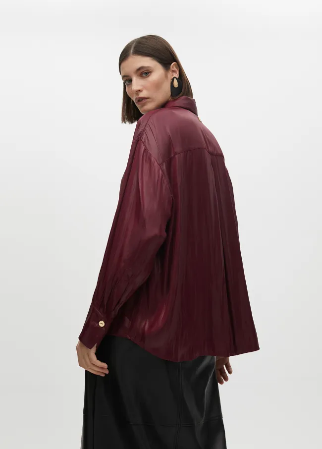 Oversize waxed-effect shirt