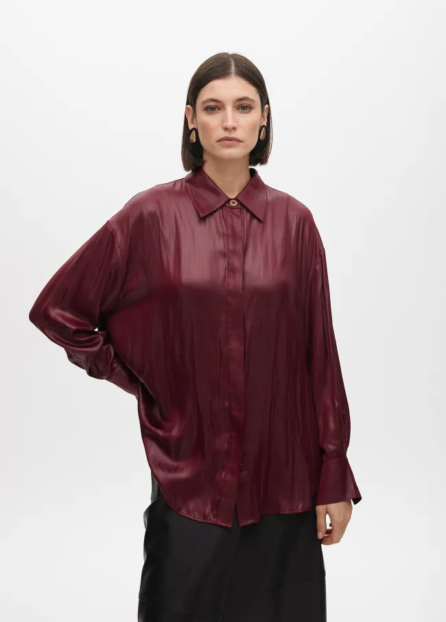 Oversize waxed-effect shirt