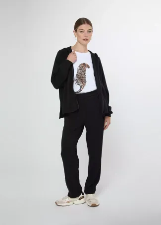 Sudadera abierta capucha detalle strass