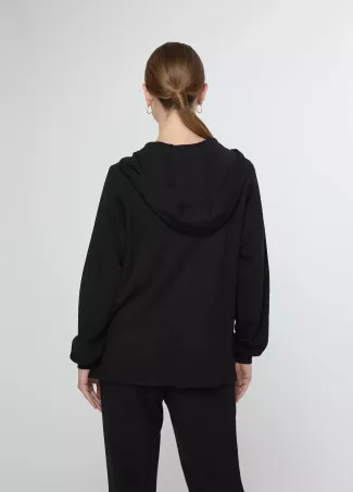 Sudadera abierta capucha detalle strass