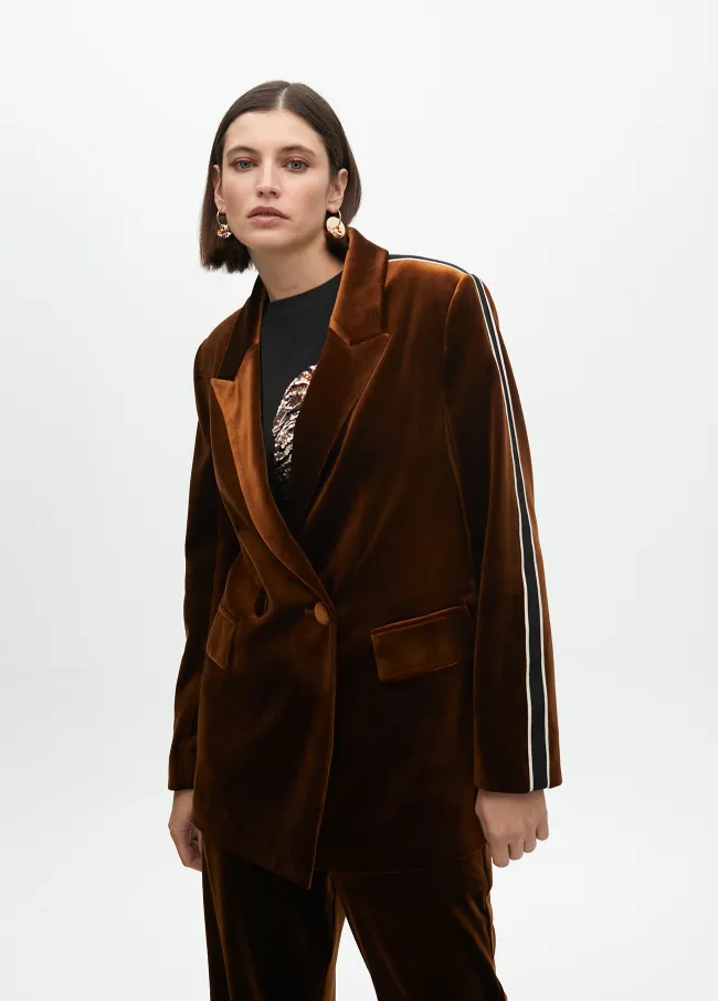 Velvet blazer with sleeve detail
