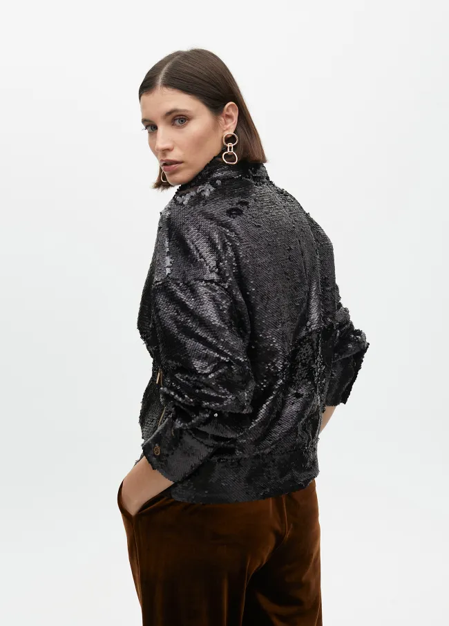 Sequinned biker jacket