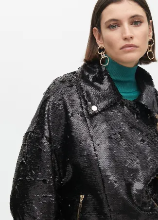 Sequinned biker jacket