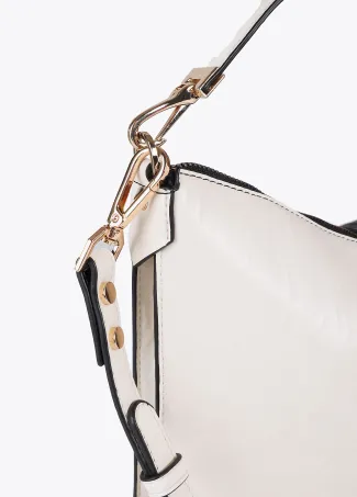 Two-tone wrinkled faux leather crossbody bag