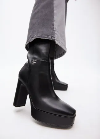 Faux suede platform ankle boots