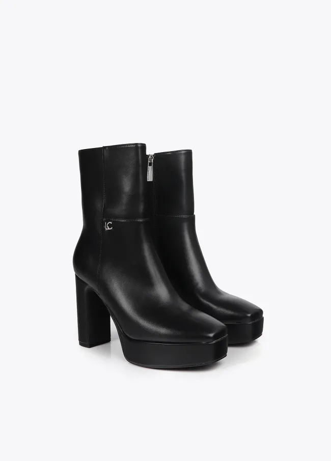 Faux suede platform ankle boots