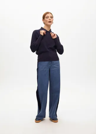 Jersey manga abullonada cuello tipo polo