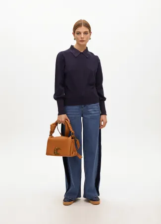 Jersey manga abullonada cuello tipo polo