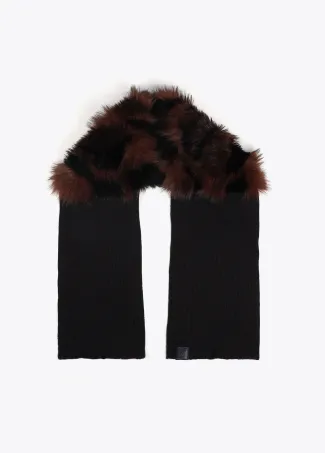 Bufanda combinada de punto y tejido efecto pelo